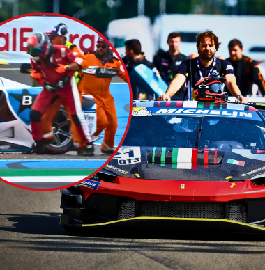 Le Mans-coureur gaat door het lint na crash en probeert rivaal te meppen
