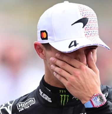 Lando Norris involved in freak accident during British GP celebrations at Silverstone