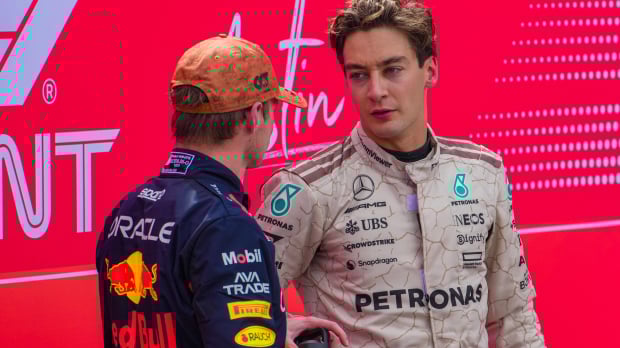 George Russell and Max Verstappen in Austin