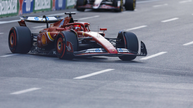 Leclerc during qualifying in Baku