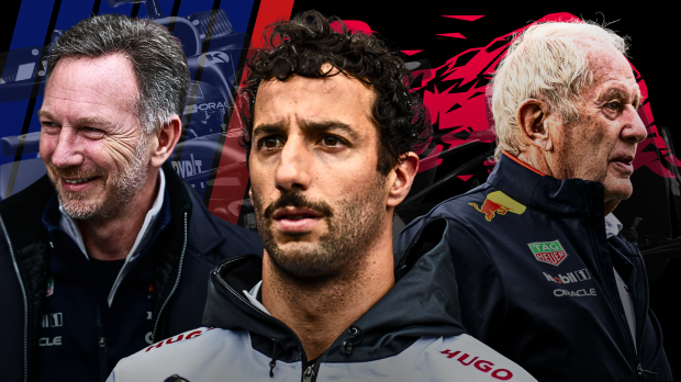 christian horner, daniel ricciardo, helmut marko, red bull, rb, graphic