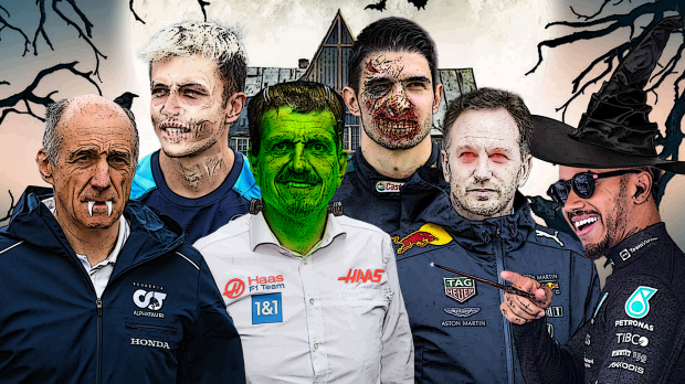 A social image of F1 stars as Halloween monsters