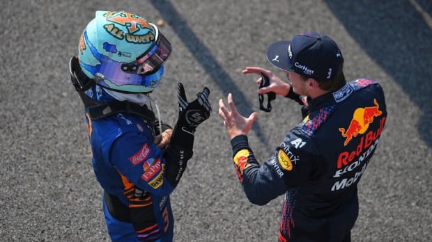 Ricciardo and Verstappen after the sprintrace in Monza