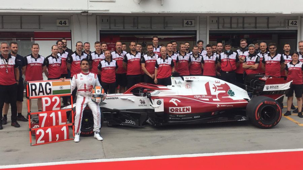 Raghunathan with the Alfa Romeo crew