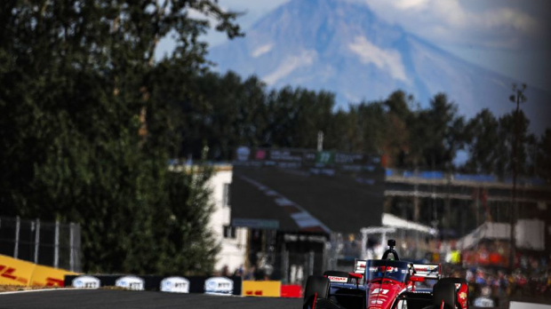 Rinus van Kalmthout racing in IndyCar in Portland, Oregon.