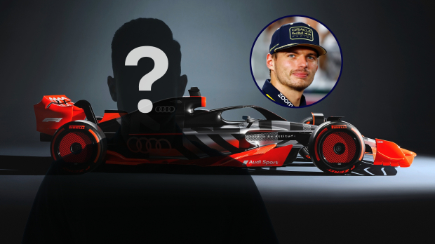 Audi and Max Verstappen with mystery driver