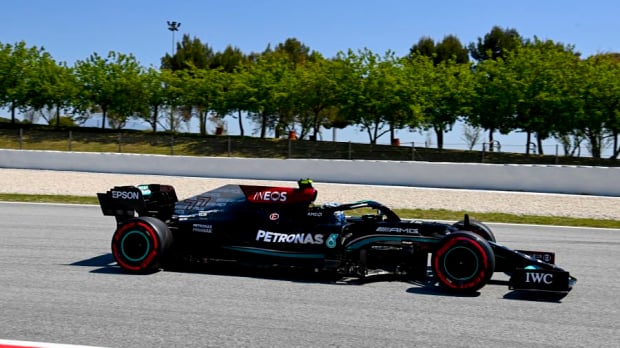 Bottas tijdens de kwalificatie in Spanje