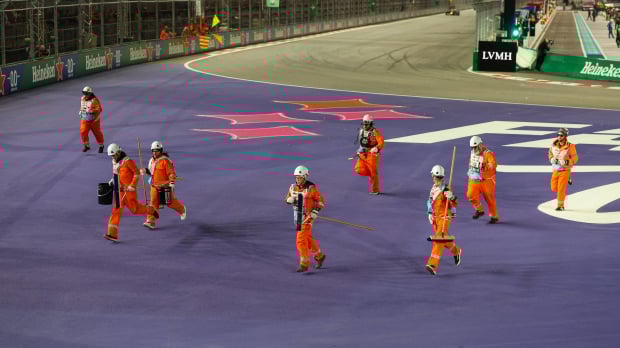 Marshals on track during Las Vegas GP