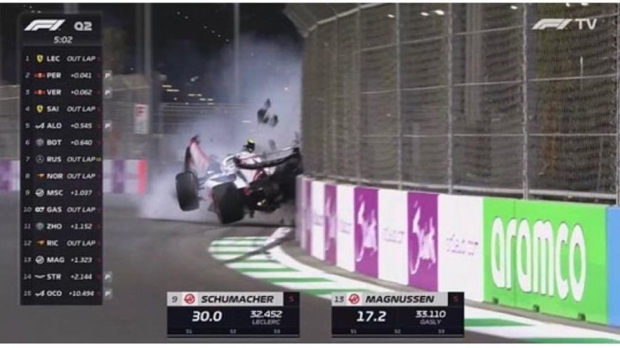 Mick Schumacher's accident in Saudi Arabia during the Q2.