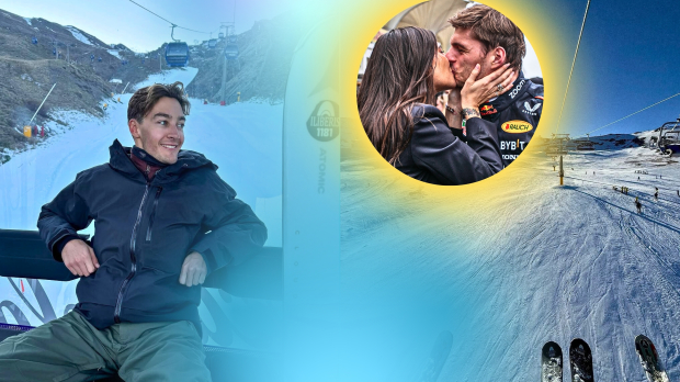 Russell, Piquet and Verstappen skiing in winter break