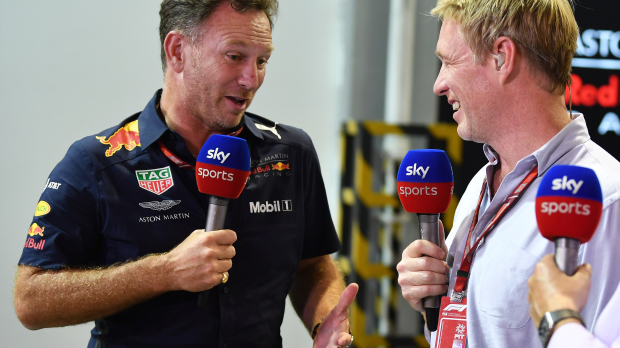 Christian Horner talks with Simon Lazenby from Sky Sports