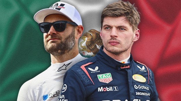 A composite image of NASCAR's Shane van Gisbergen and F1's Max Verstappen