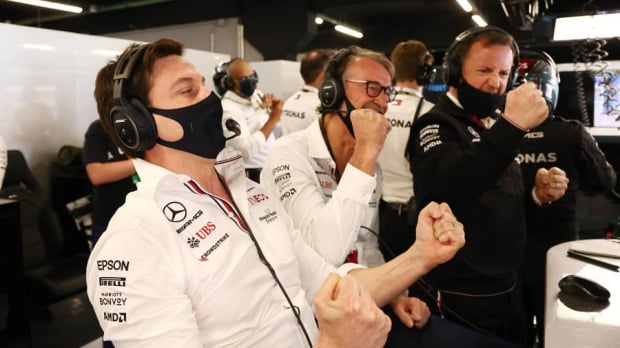 Toto Wolff and the Mercedes-crew during the Spanish Grand Prix