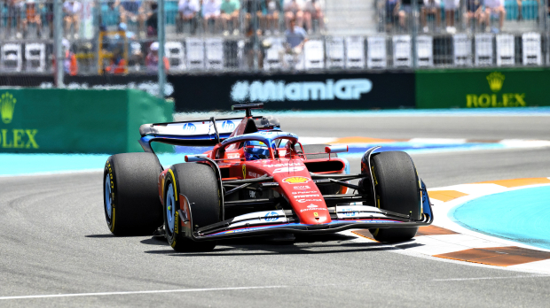 Leclerc during practice in Miami