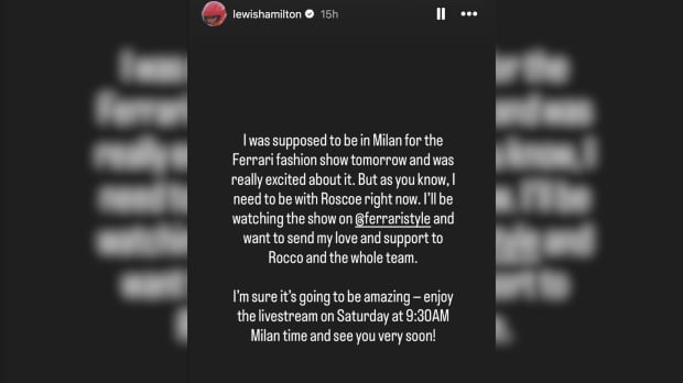 Lewis Hamilton explained his Ferrari absence on his Instagram story