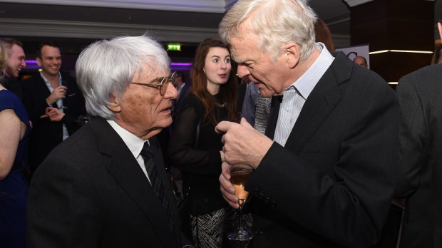 Bernie Ecclestone talking with Max Mosley