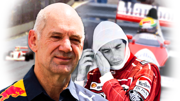 A composite image of Adrian Newey and Ayrton Senna