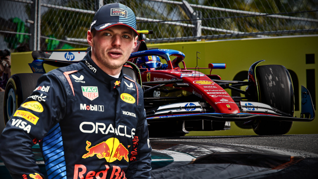 Thumbnail for article regarding Verstappen flirting with Ferrari