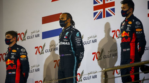Hamilton, Albon, Verstappen