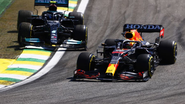 Max Verstappen and Valtteri Bottas during the Brazil Grand Prix