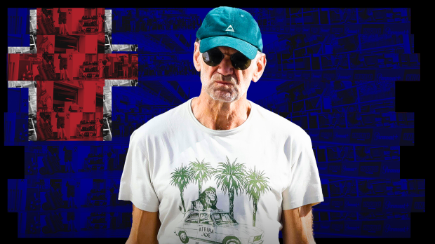 Adrian Newey in front of the Australian flag
