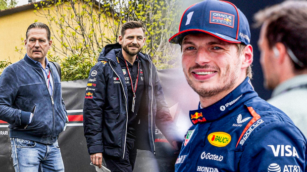 Bradley Scanes (middle) previously worked as Max Verstappen's trainer