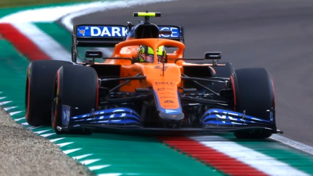 Lando Norris in actie op Imola.