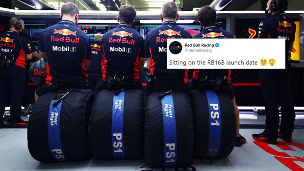 Red Bull jokes about launch date RB16B — Foto: © LAT Images
