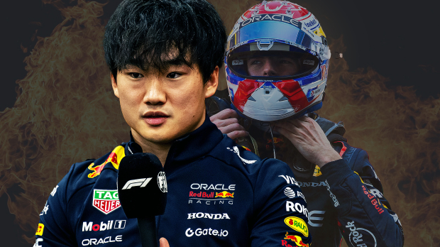 Yuki Tsunoda and Max Verstappen
