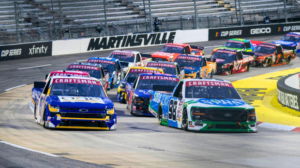 An image of a NASCAR Truck Series race at Martinsville Speedway
