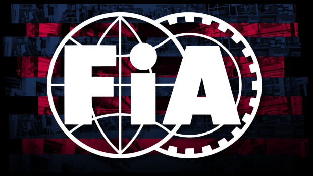 The FIA logo edited onto a background of Barcelona colours — Photo: © IMAGO