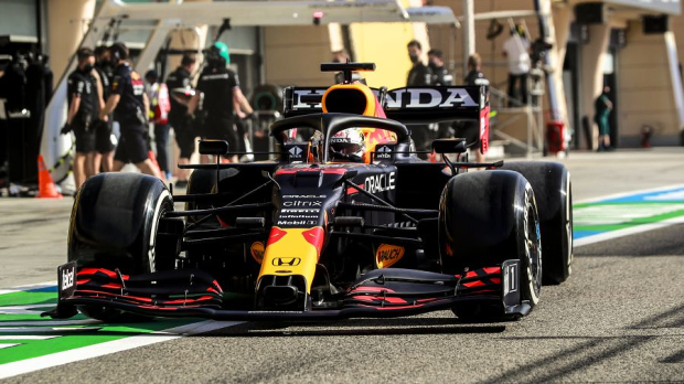 Max Verstappen tijdens de laatste vrije training in Bahrein.