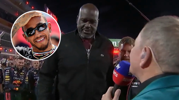 Martin Brundle, Shaq O'Neal, Lewis Hamilton, Las Vegas GP