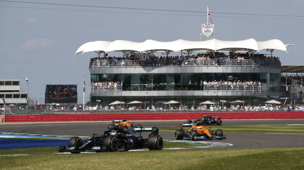 Bottas leading Norris at Silverstone 