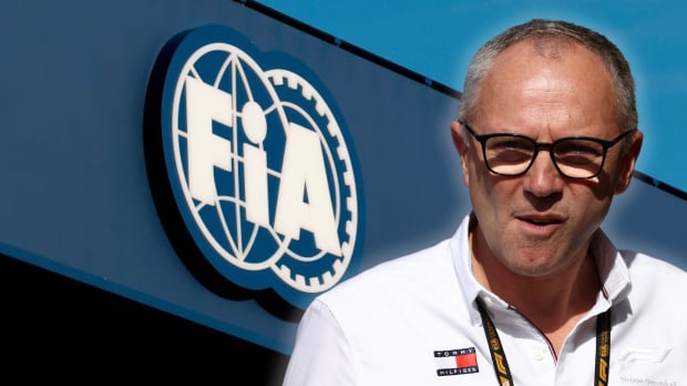 An edited image of the FIA logo and F1 CEO Stefano Domenicali who looks concerned — Photo: © IMAGO