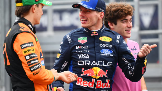 Verstappen with Piastri and Colapinto — Foto: © Red Bull Content Pool