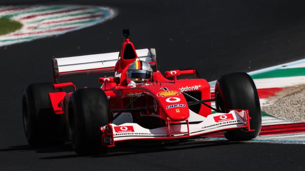 Sebastian Vettel drove Michael Schumacher's F2002 Ferrari at Monza