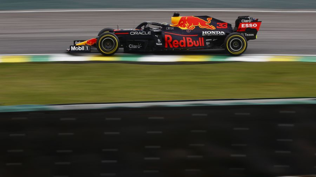 Verstappen driving at Interlagos in the RB16B