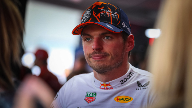 Max Verstappen talking to the press in Austria