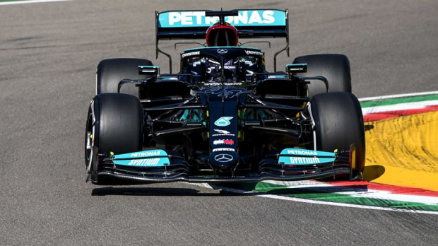 Lewis Hamilton on track at Imola 