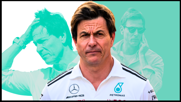 Edit of three serious looking Wolff headshots with white and turquoise block background