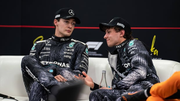 George Russell, Kimi Antonelli at the Japanese GP press conference — Foto: © IMAGO