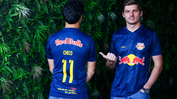 max verstappen, sergio perez, red bull bragantino jersey