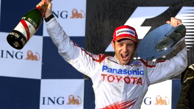 Jarno Trulli op het podium na de Grand Prix van Australië, 2009
