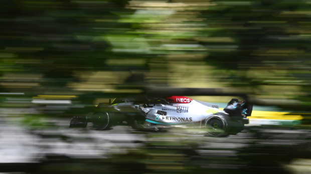Lewis Hamilton in his Mercedes in Brazil.