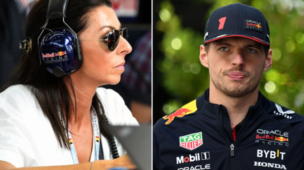 Max Verstappen, right, and mother Sophie Kumpen