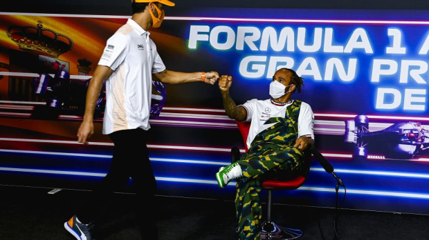 Daniel Ricciardo and Lewis Hamilton