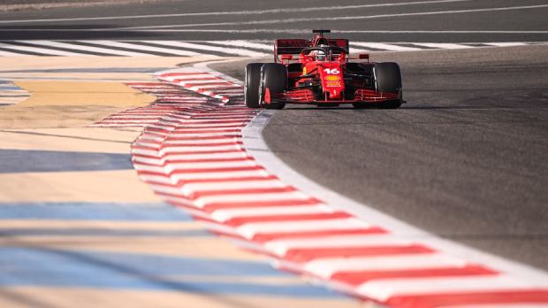 Leclerc in his Ferrari during testing.