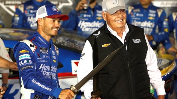 Kyle Larson and Rick Hendrick at Bristol Motor Speedway 2024