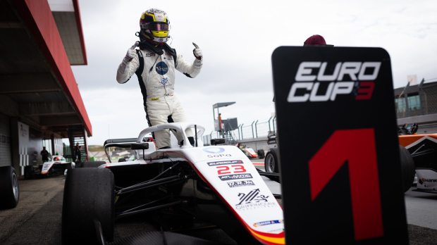Ho after winning a Eurocup-3 race